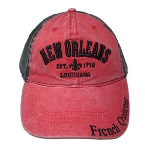 Lucky 7 Baseball Cap Red Black One Size New Orleans French Quarter Strapback Hat